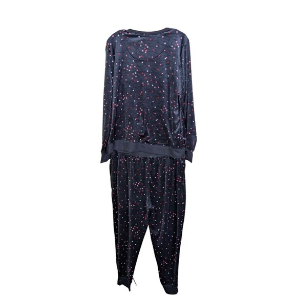 Kate Spade New York Pajamas Set Womens XL Black Polka Dot Velour Loungewear Cozy - Picture 3 of 7